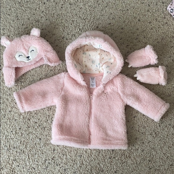 Other - Baby fleece coat, hat and mittens